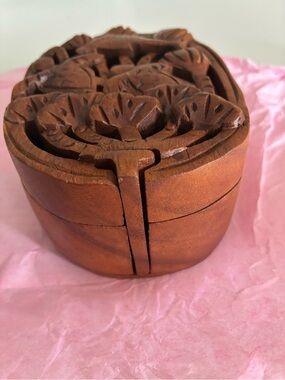 Hand-Carved Balinese Wood Keepsake Box – Turtles, Dolphins & Floral Design